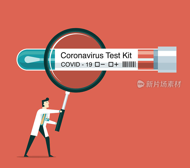 冠状病毒COVID - 19测试-放大镜